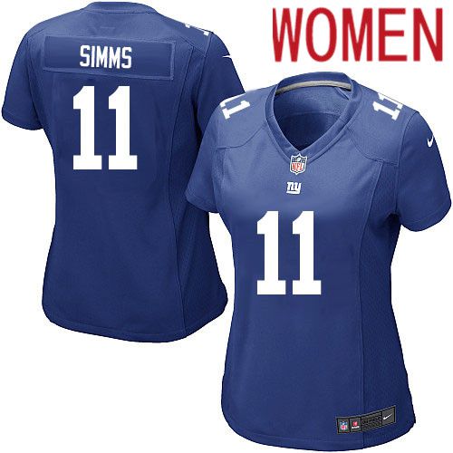 Women New York Giants 11 Phil Simms Nike Royal Game NFL Jersey